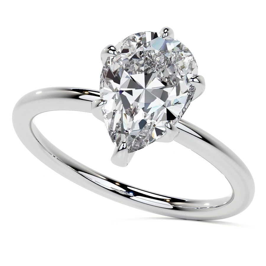 1.5mm Petite Pear Moissanite Solitaire Ring
