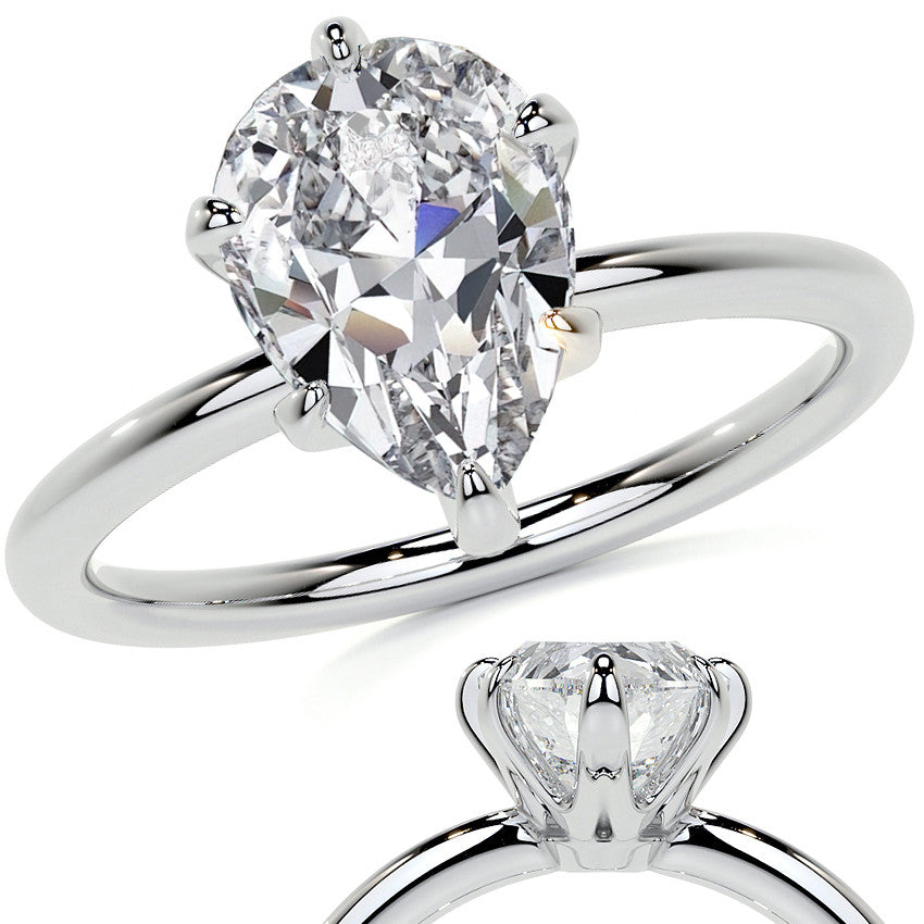 1.5mm Petite Pear Moissanite Solitaire Ring