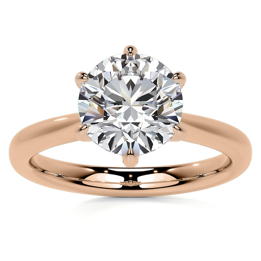 6-Prong Cathedral Round Brilliant Moissanite Solitaire Ring