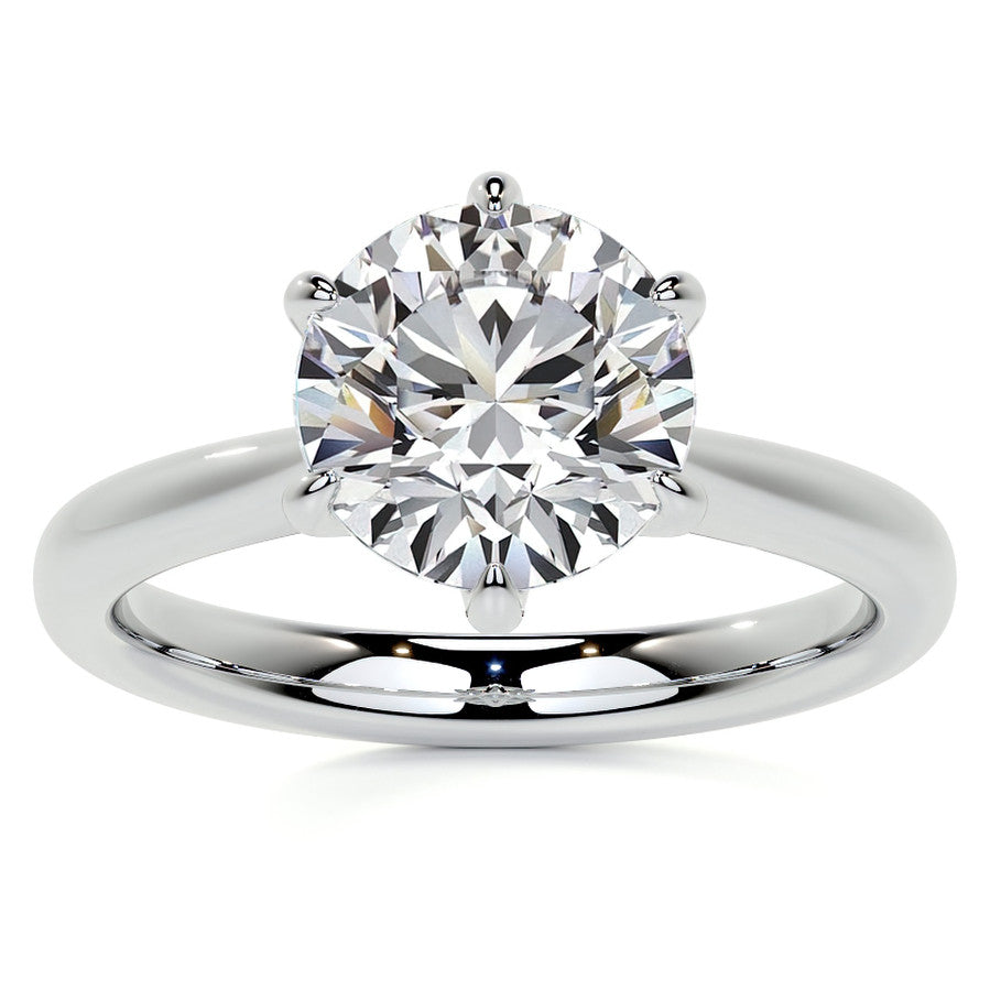 6-Prong Cathedral Round Brilliant Moissanite Solitaire Ring
