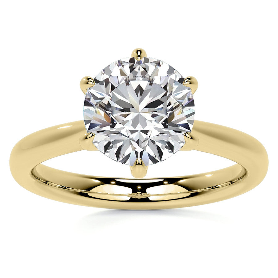 6-Prong Cathedral Round Brilliant Moissanite Solitaire Ring