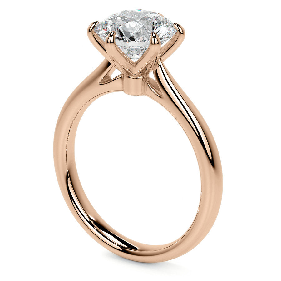6-Prong Cathedral Round Brilliant Moissanite Solitaire Ring