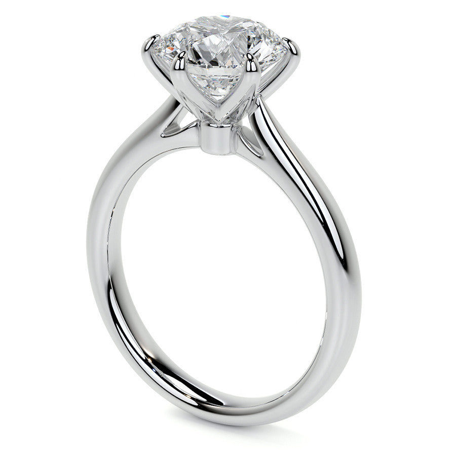 6-Prong Cathedral Round Brilliant Moissanite Solitaire Ring