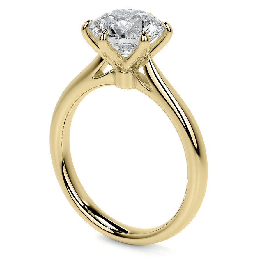 6-Prong Cathedral Round Brilliant Moissanite Solitaire Ring