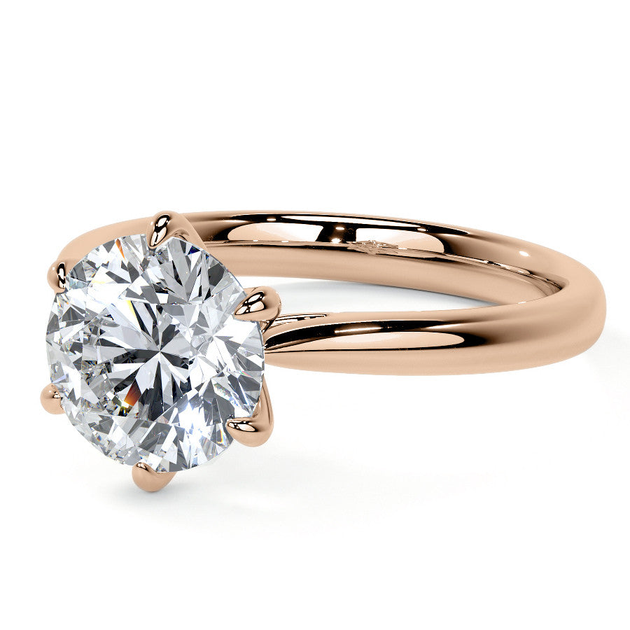 6-Prong Cathedral Round Brilliant Moissanite Solitaire Ring