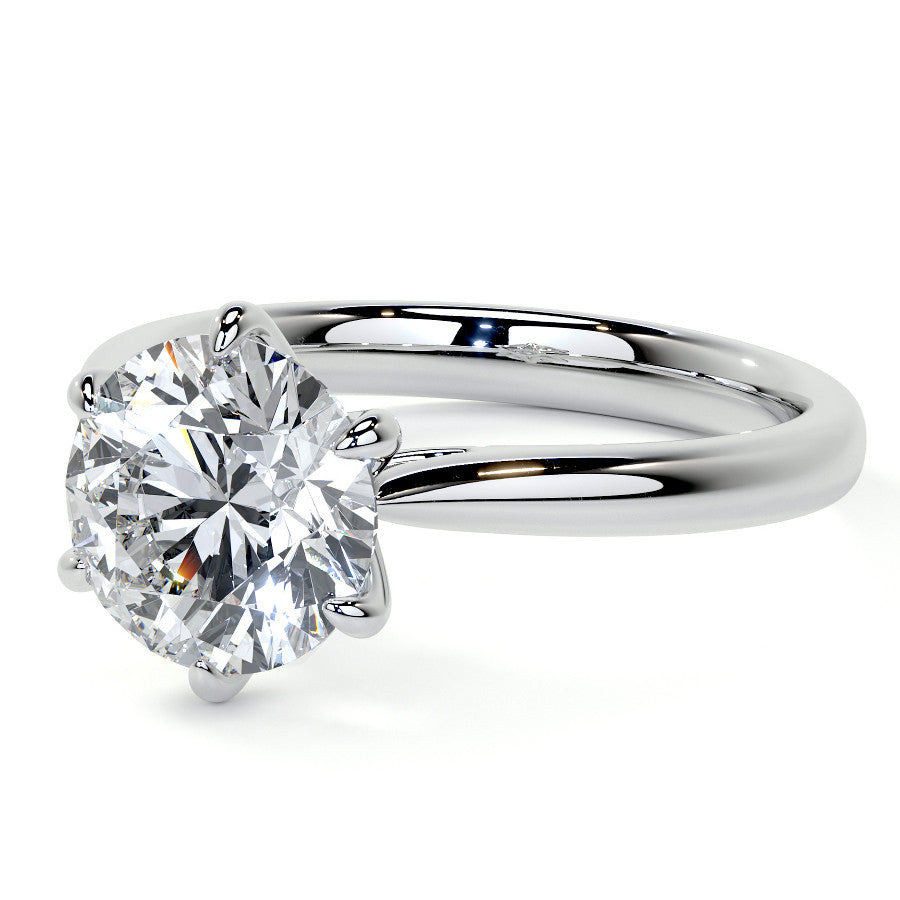 6-Prong Cathedral Round Brilliant Moissanite Solitaire Ring