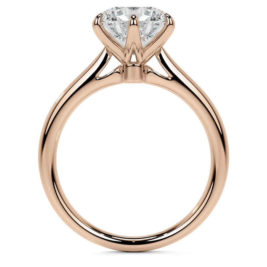 6-Prong Cathedral Round Brilliant Moissanite Solitaire Ring