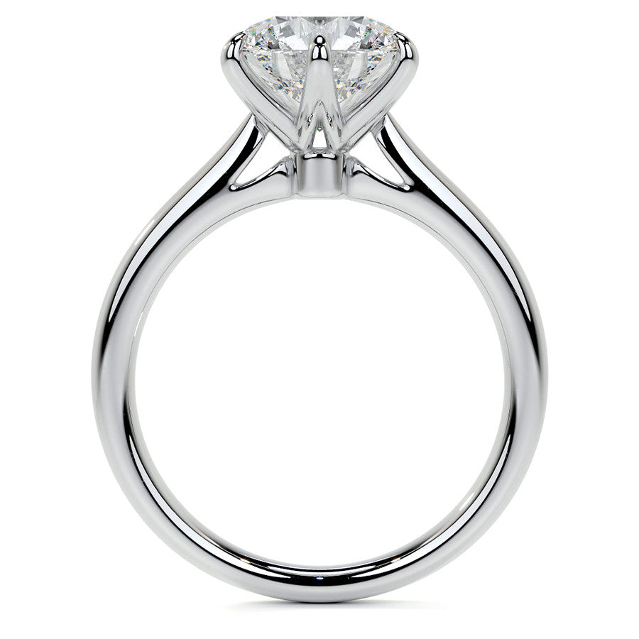 6-Prong Cathedral Round Brilliant Moissanite Solitaire Ring