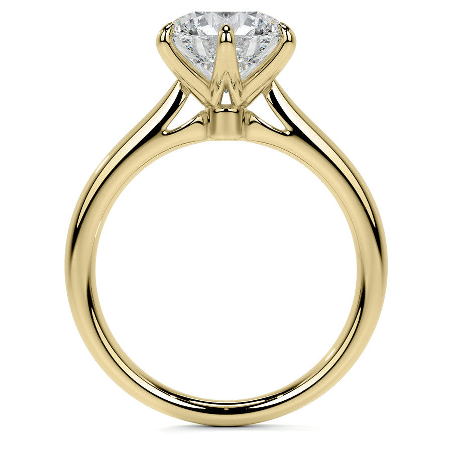 6-Prong Cathedral Round Brilliant Moissanite Solitaire Ring