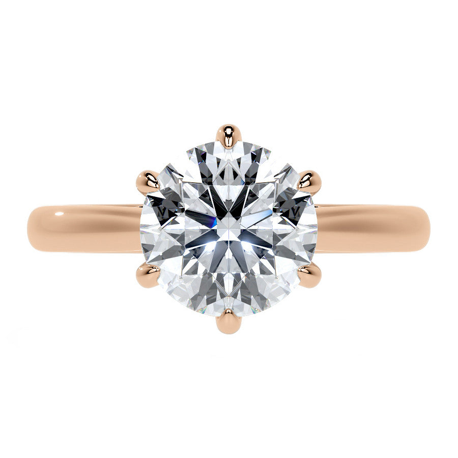 6-Prong Cathedral Round Brilliant Moissanite Solitaire Ring