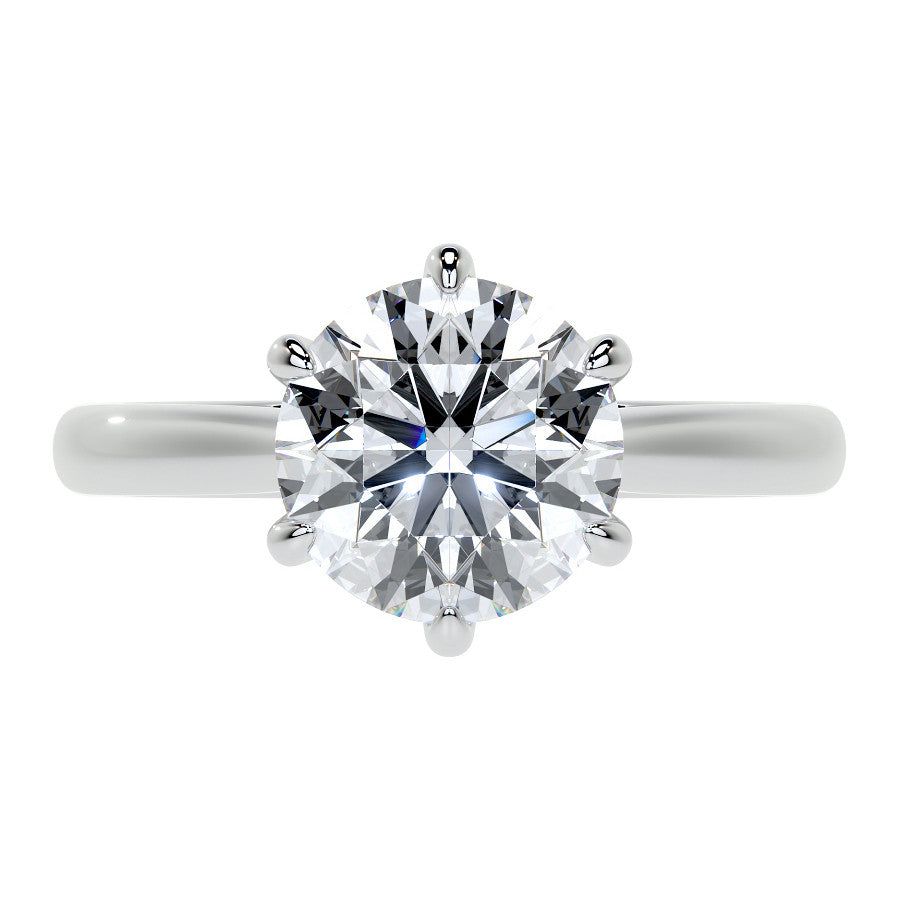 6-Prong Cathedral Round Brilliant Moissanite Solitaire Ring