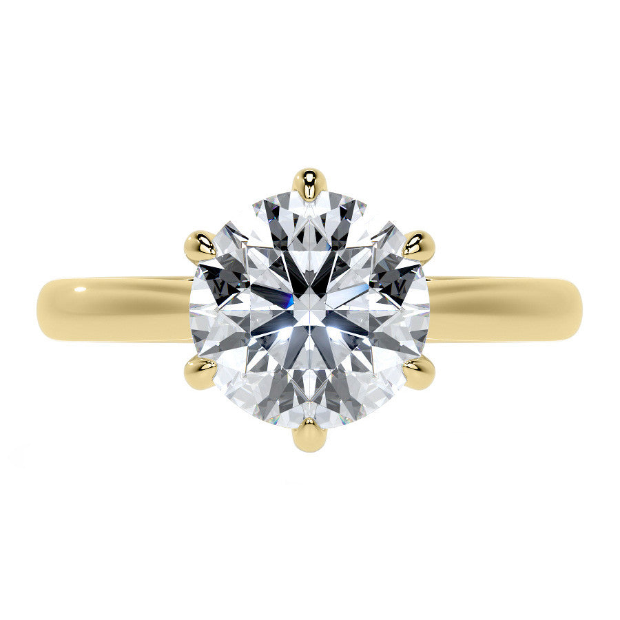 6-Prong Cathedral Round Brilliant Moissanite Solitaire Ring