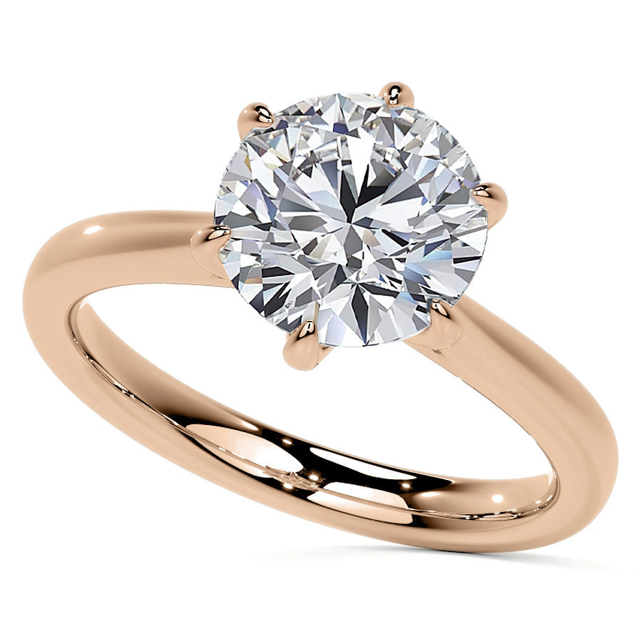 6-Prong Cathedral Round Brilliant Moissanite Solitaire Ring