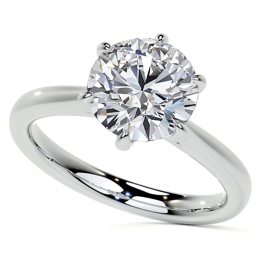 6-Prong Cathedral Round Brilliant Moissanite Solitaire Ring