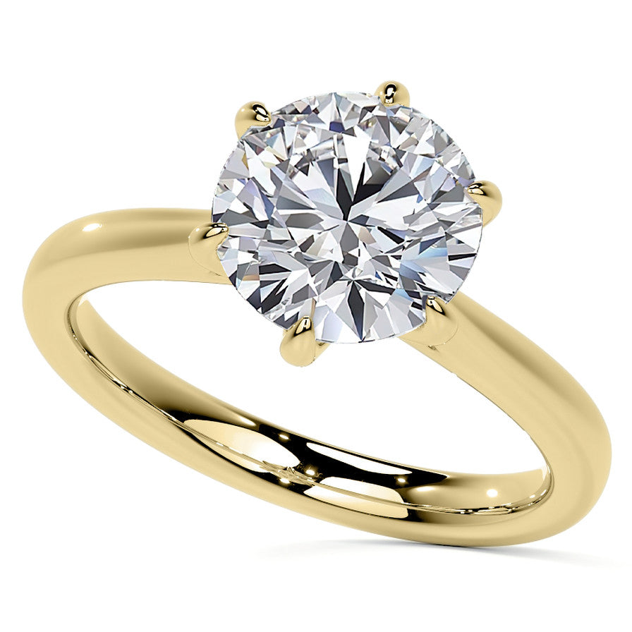 6-Prong Cathedral Round Brilliant Moissanite Solitaire Ring