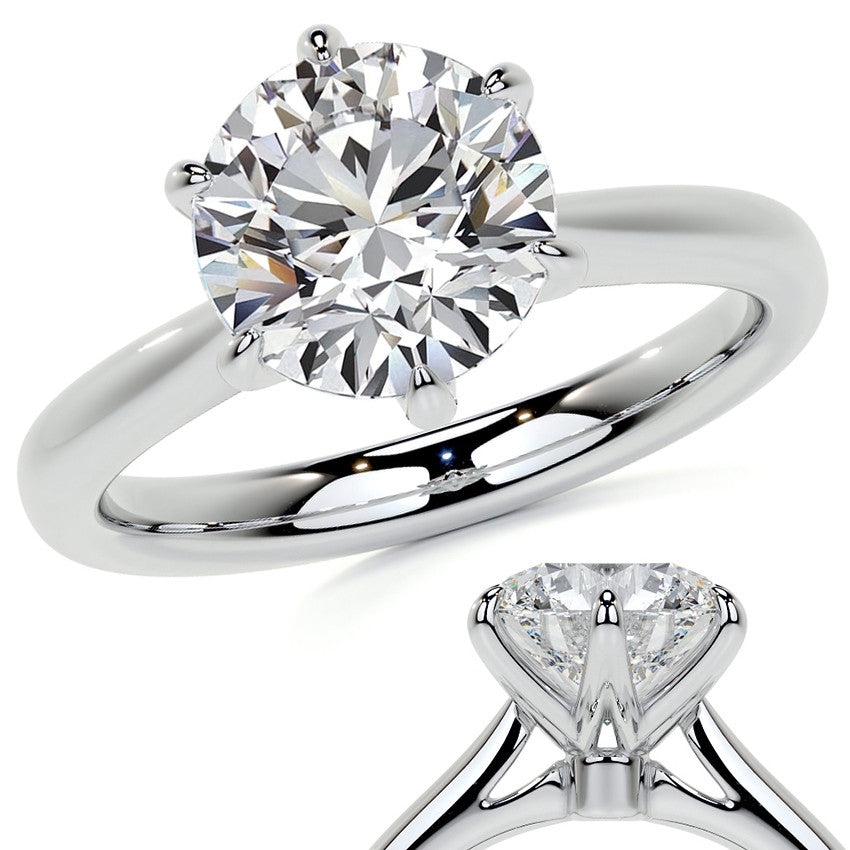 6-Prong Cathedral Round Brilliant Moissanite Solitaire Ring