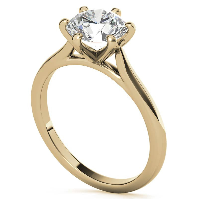 Round Cathedral 6-Prong Moissanite Solitaire