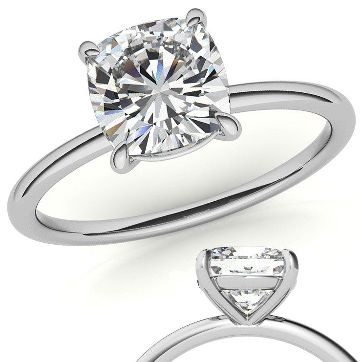 Cushion Moissanite Petite Solitaire Ring