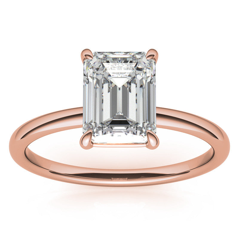 Emerald / Radiant Moissanite Petite Solitaire Ring