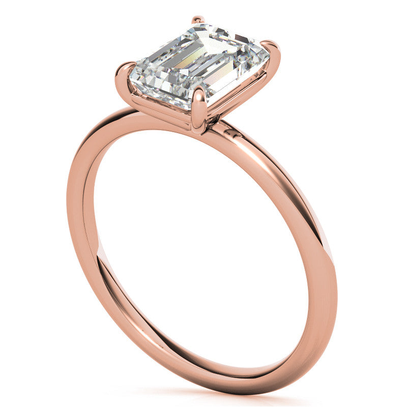 Emerald / Radiant Moissanite Petite Solitaire Ring