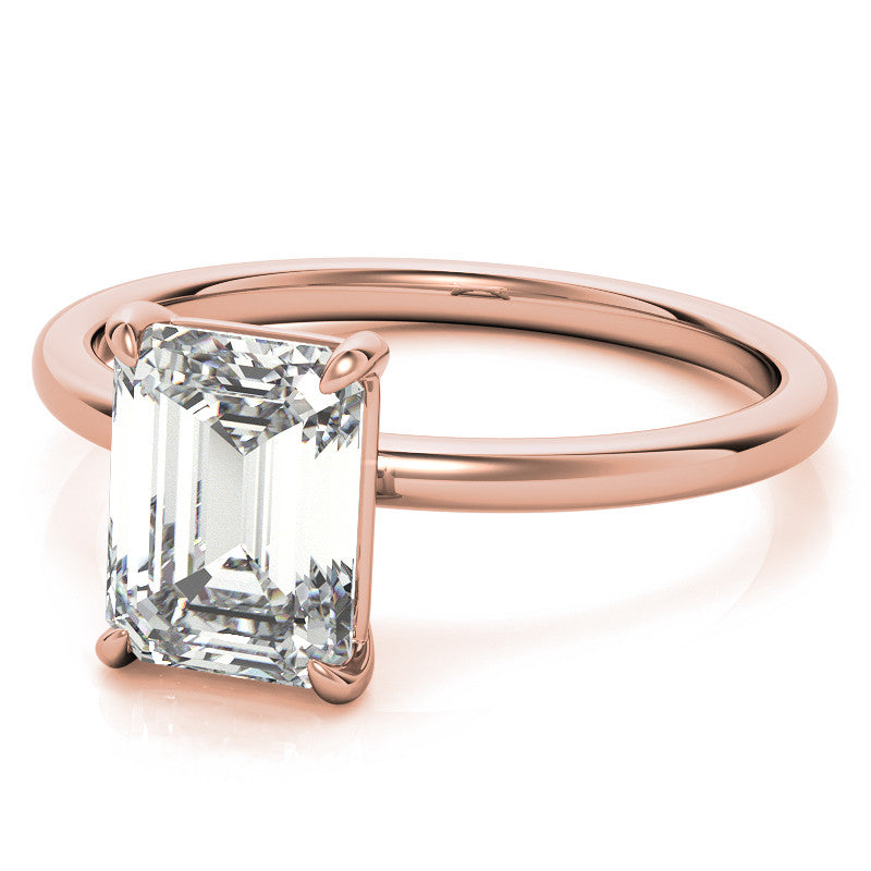Emerald / Radiant Moissanite Petite Solitaire Ring