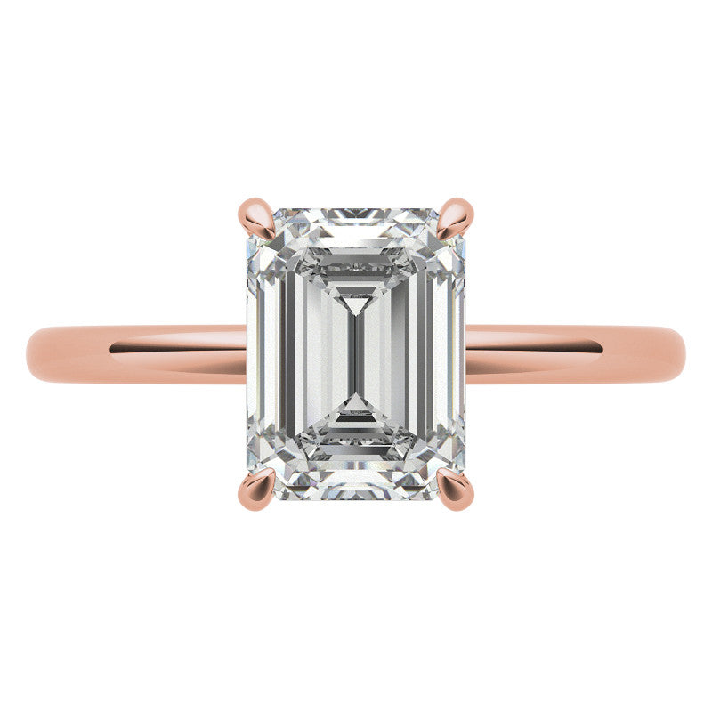 Emerald / Radiant Moissanite Petite Solitaire Ring
