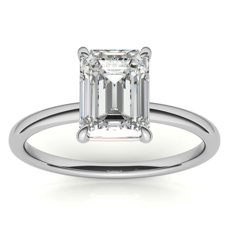 Emerald / Radiant Moissanite Petite Solitaire Ring