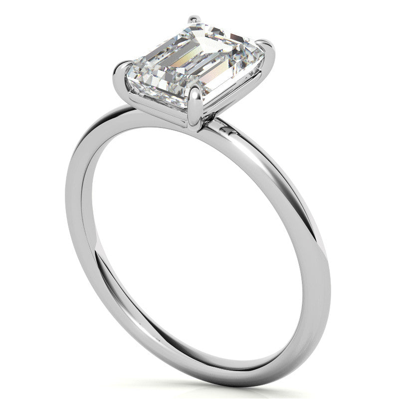 Emerald / Radiant Moissanite Petite Solitaire Ring