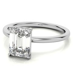 Emerald / Radiant Moissanite Petite Solitaire Ring