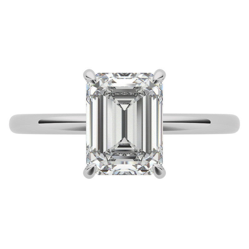 Emerald / Radiant Moissanite Petite Solitaire Ring