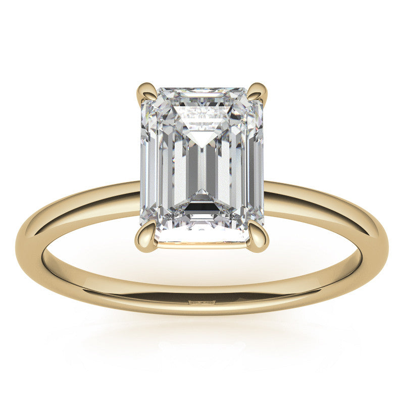 Emerald / Radiant Moissanite Petite Solitaire Ring