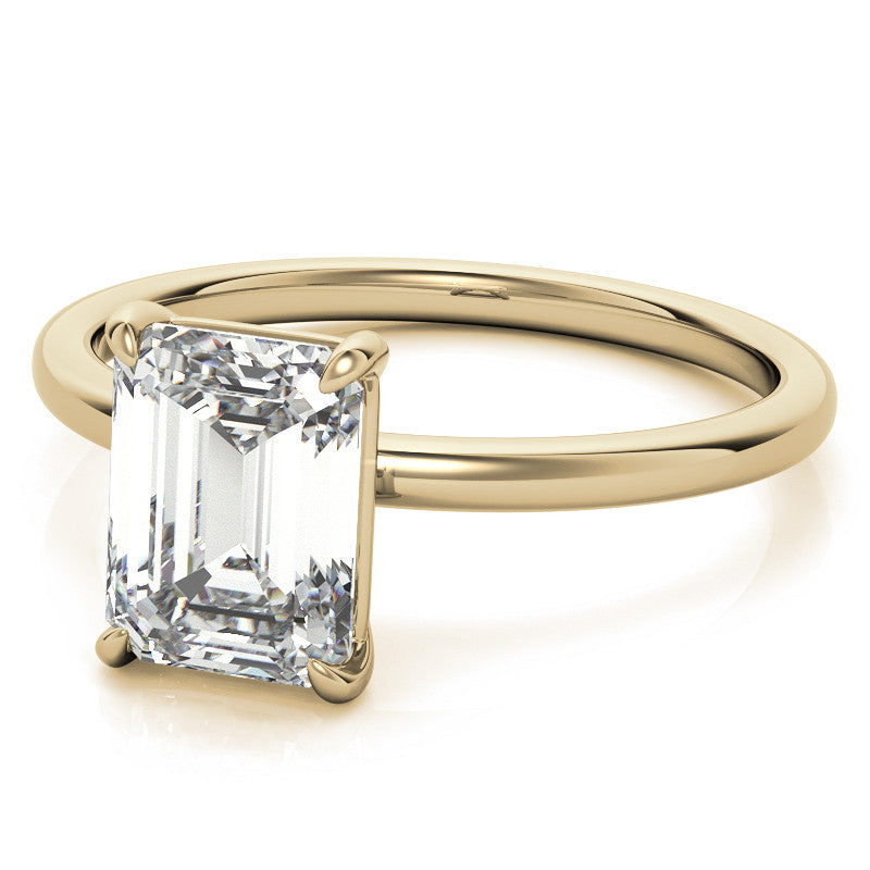 Emerald / Radiant Moissanite Petite Solitaire Ring