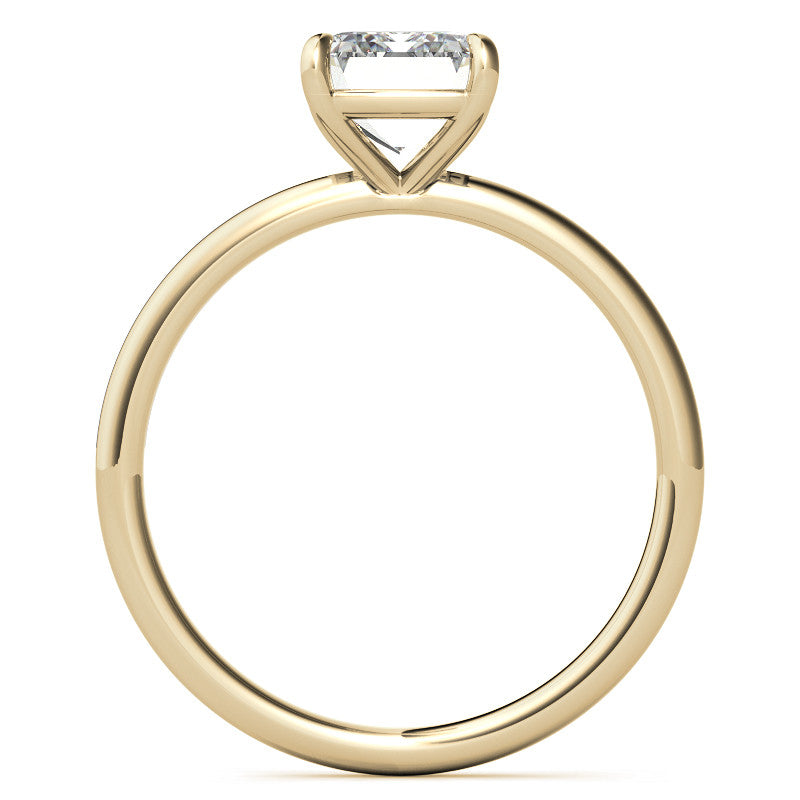 Emerald / Radiant Moissanite Petite Solitaire Ring