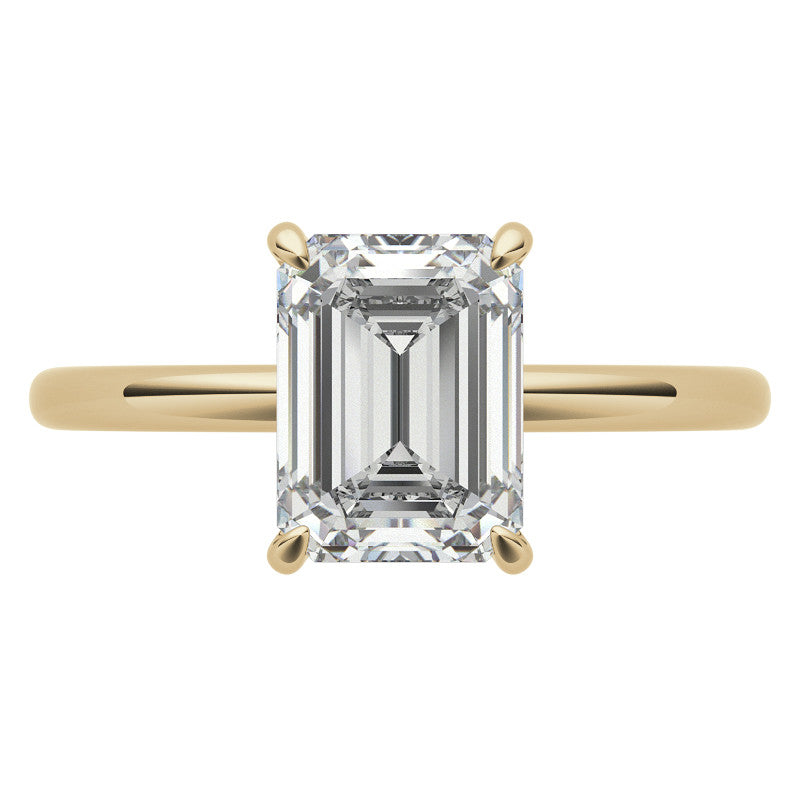 Emerald / Radiant Moissanite Petite Solitaire Ring