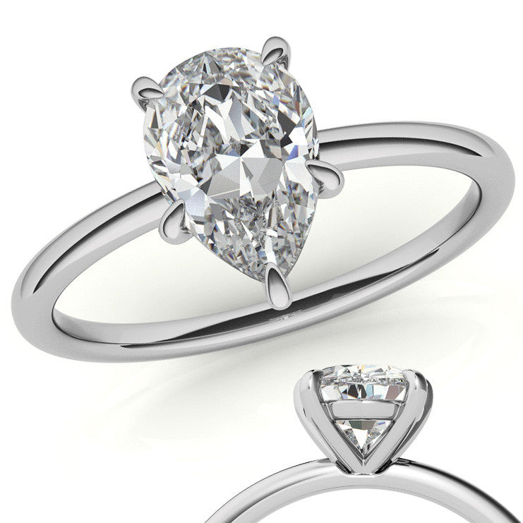 Pear Moissanite Petite Solitaire Ring