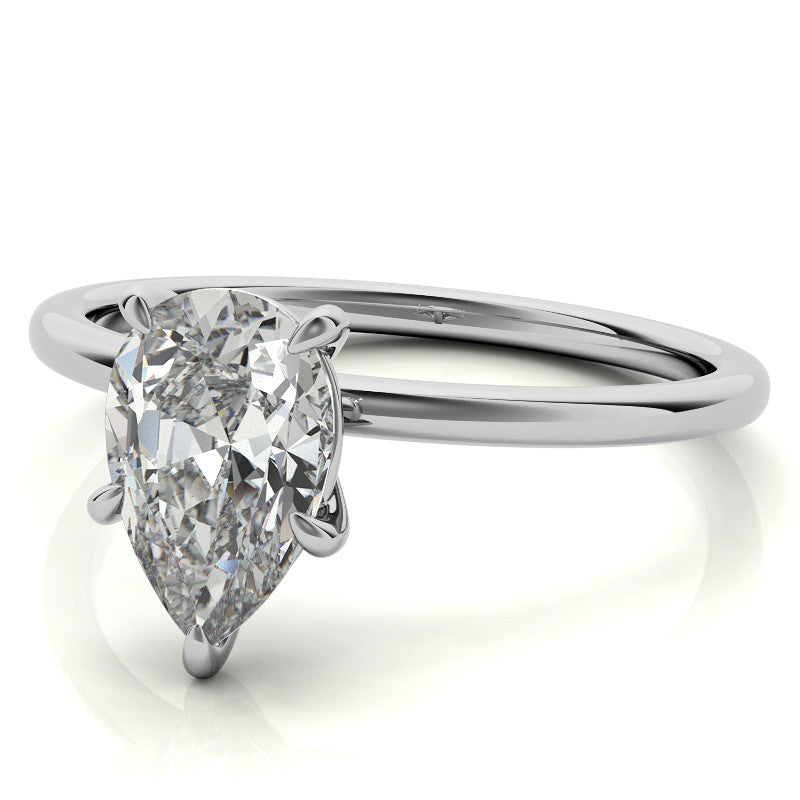 Pear Moissanite Petite Solitaire Ring