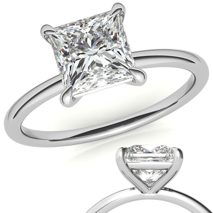 Princess cut Moissanite Petite Solitaire Ring