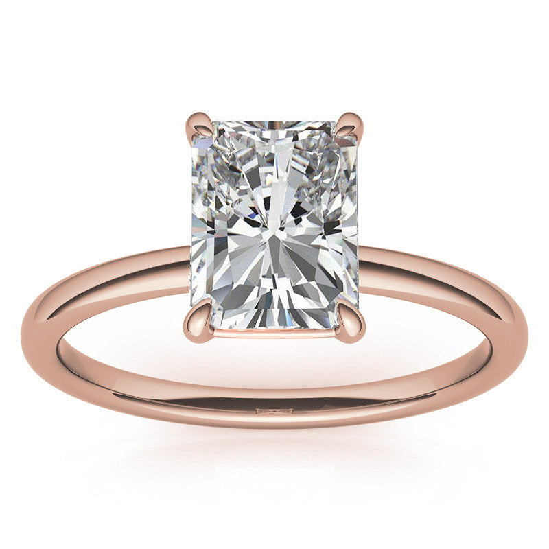 Emerald / Radiant Moissanite Petite Solitaire Ring