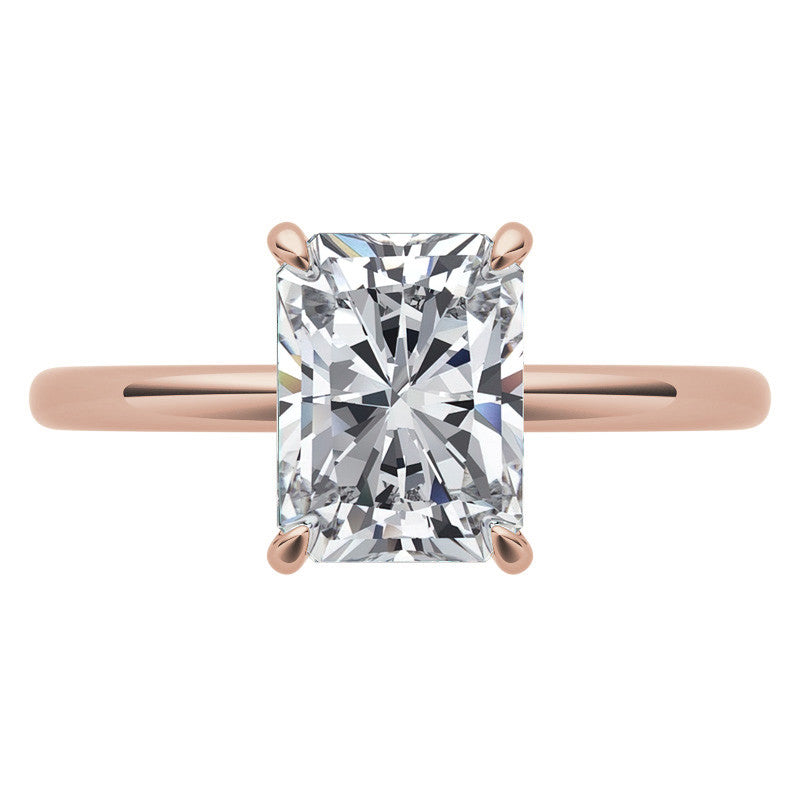 Emerald / Radiant Moissanite Petite Solitaire Ring