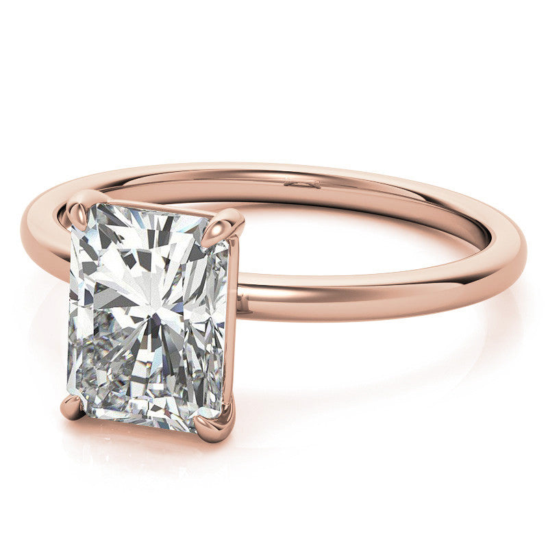 Emerald / Radiant Moissanite Petite Solitaire Ring