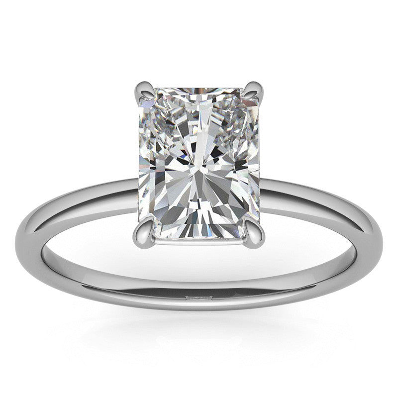 Emerald / Radiant Moissanite Petite Solitaire Ring