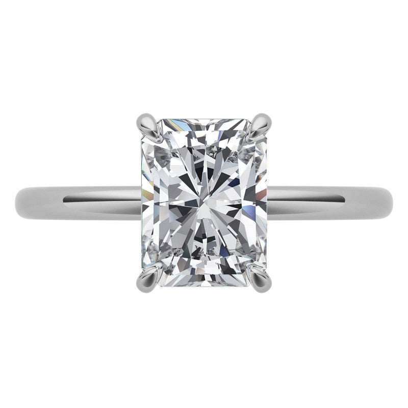 Emerald / Radiant Moissanite Petite Solitaire Ring