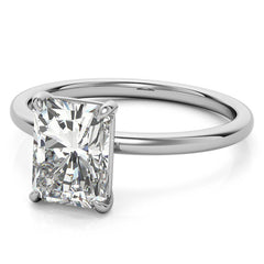 Emerald / Radiant Moissanite Petite Solitaire Ring