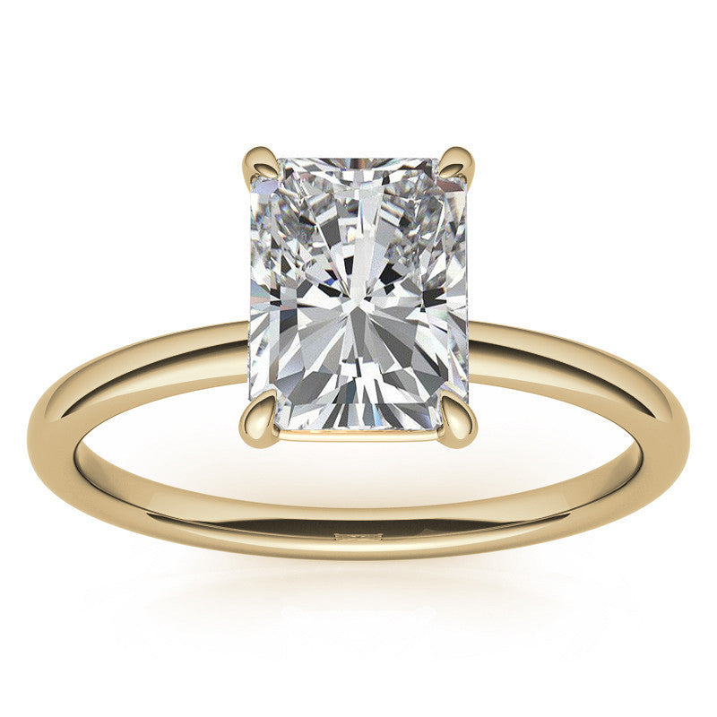 Emerald / Radiant Moissanite Petite Solitaire Ring