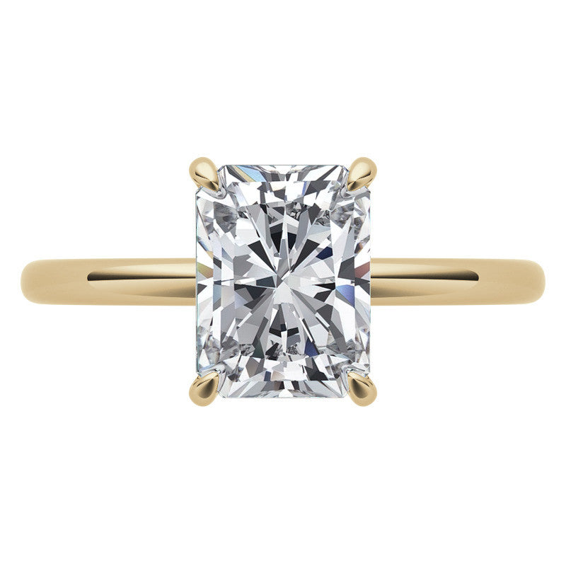Emerald / Radiant Moissanite Petite Solitaire Ring