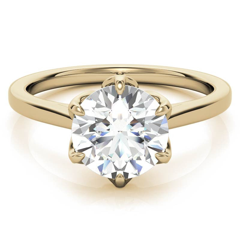6-Prong Tulip Prong Round Brilliant Moissanite Solitaire Ring