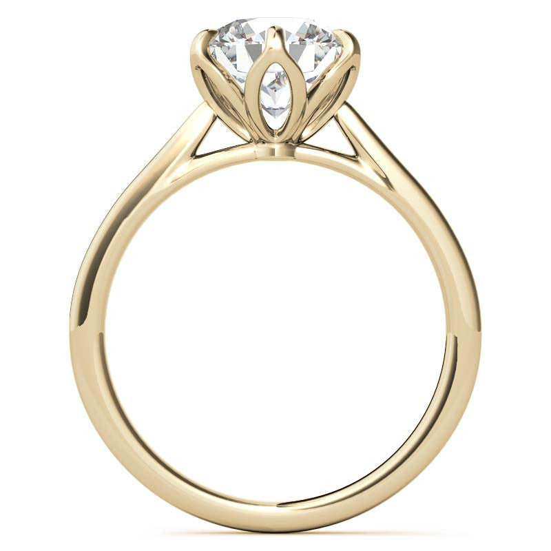 6-Prong Tulip Prong Round Brilliant Moissanite Solitaire Ring