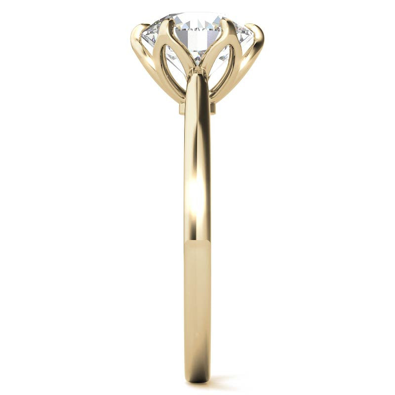 6-Prong Tulip Prong Round Brilliant Moissanite Solitaire Ring