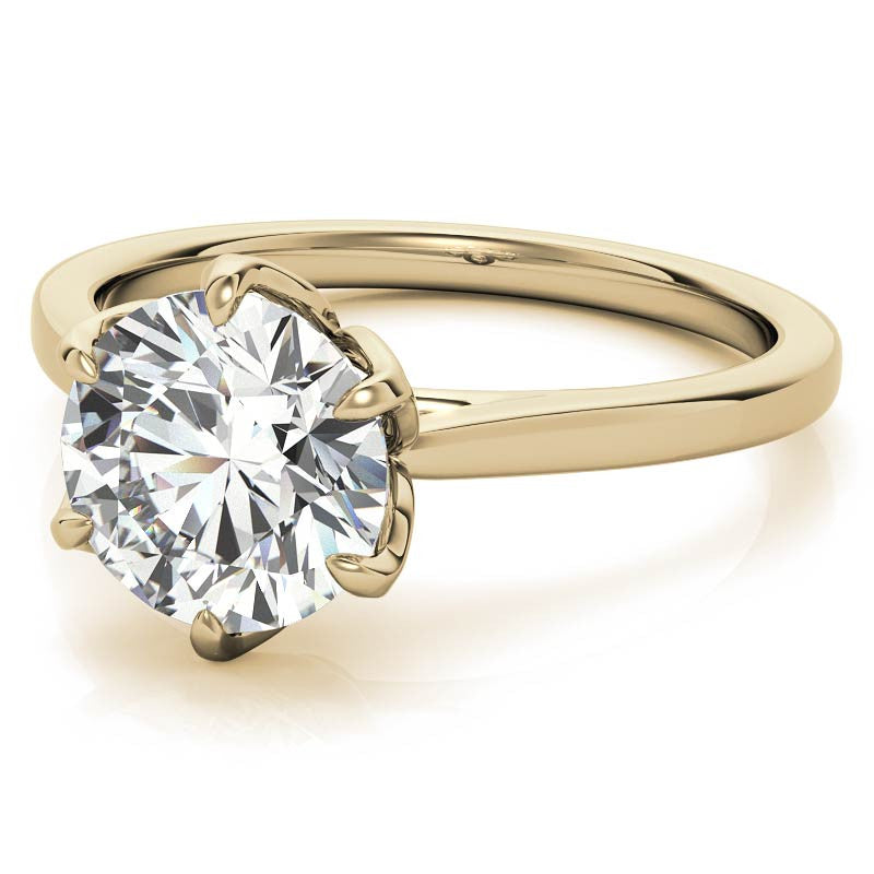 6-Prong Tulip Prong Round Brilliant Moissanite Solitaire Ring