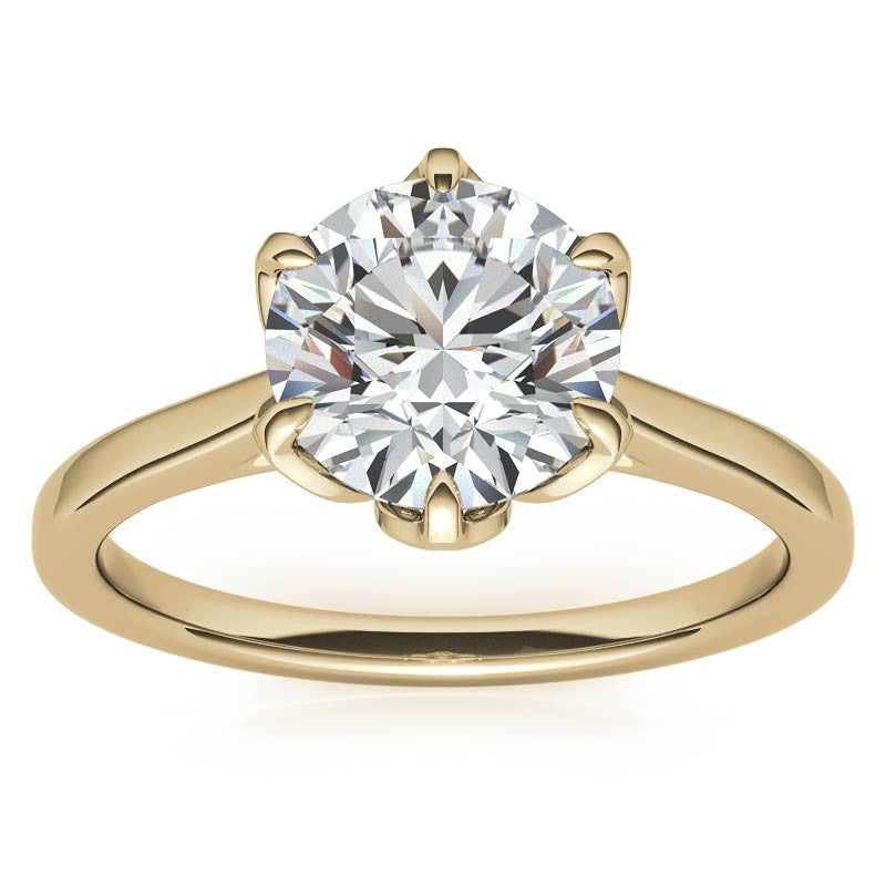 6-Prong Tulip Prong Round Brilliant Moissanite Solitaire Ring